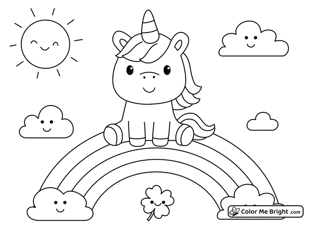 coloring page Unicorn on a rainbow