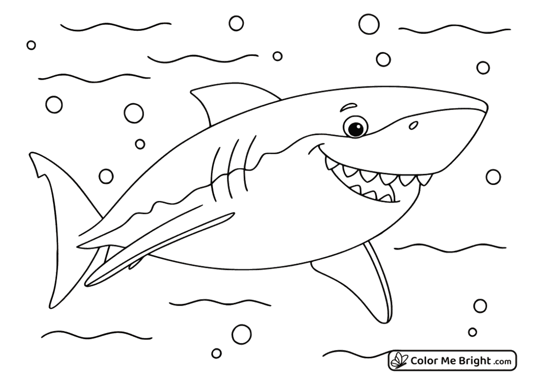 coloring page Happy shark