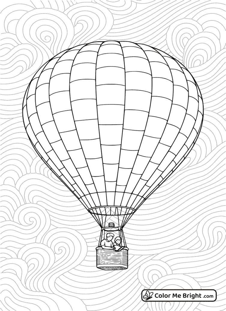 coloring page Hot-air balloon in the wind