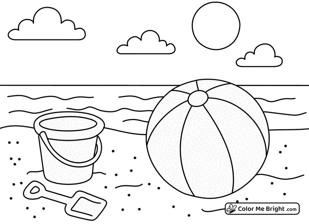 coloring page Beach toys in the sand