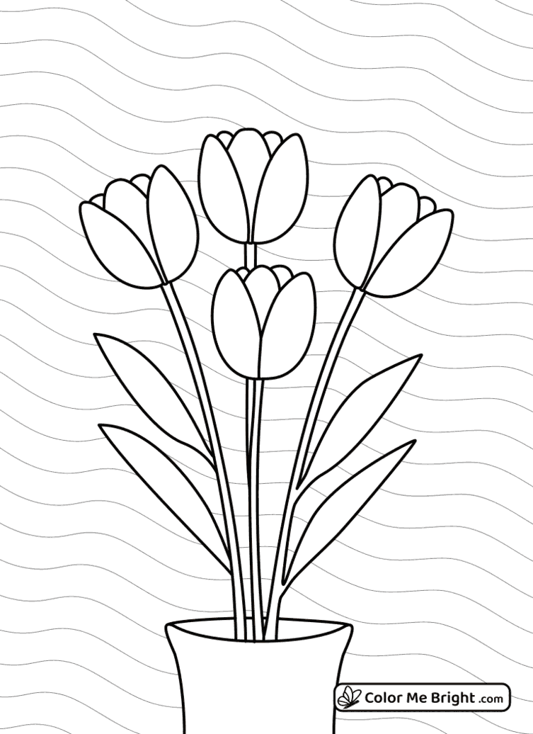 coloring page Simple Tulips