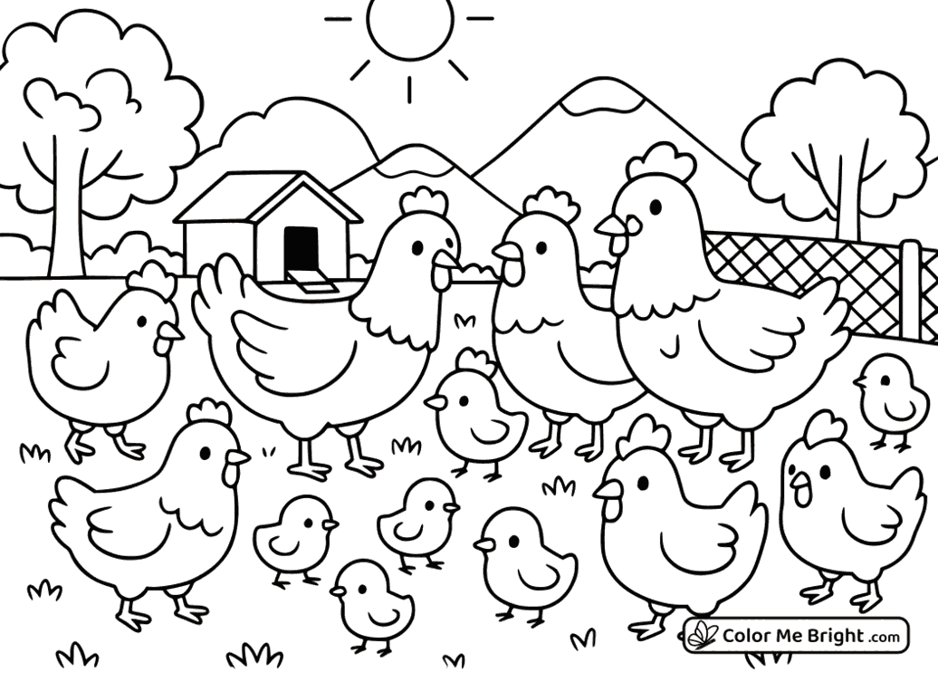 coloring page Chicken on a farm