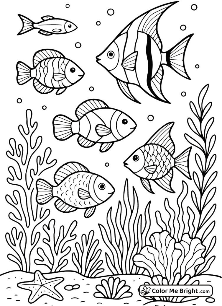 coloring page Fish underwater