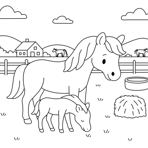 Horse with her foal thumbnail