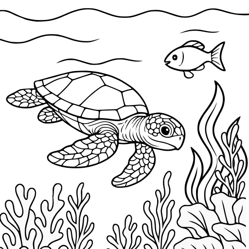 Turtle and algae underwater thumbnail