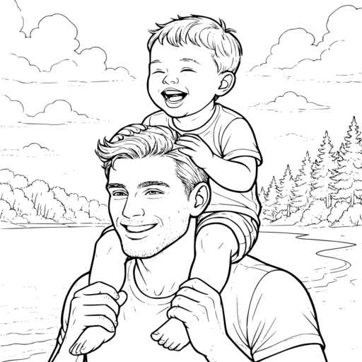 Dad with a baby on his shoulders thumbnail